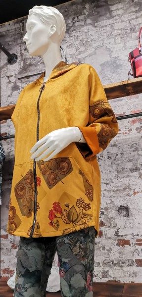 Elegante Wolljacke mit Zipper und Kapuze